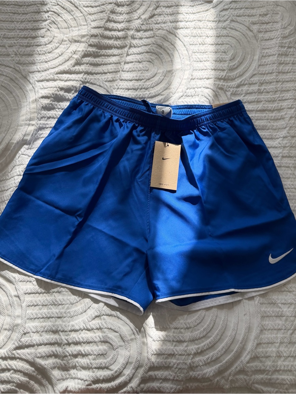 Nike Blue Running Shorts with White Swoosh